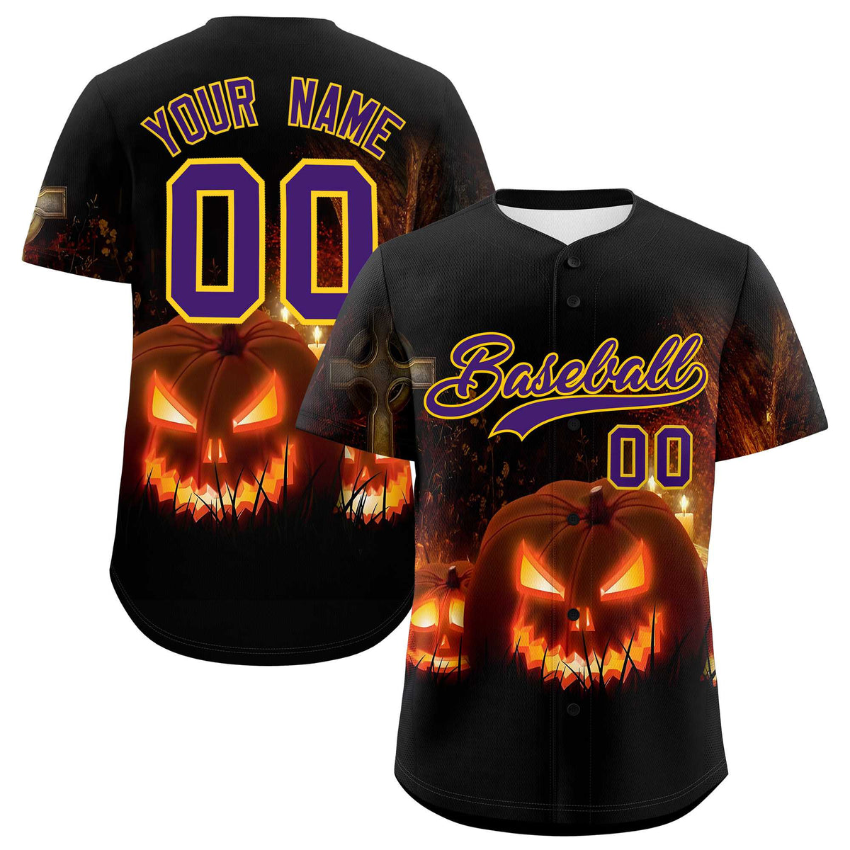 Custom Multi Color Halloween Authentic Baseball Jersey| KXKSHOP