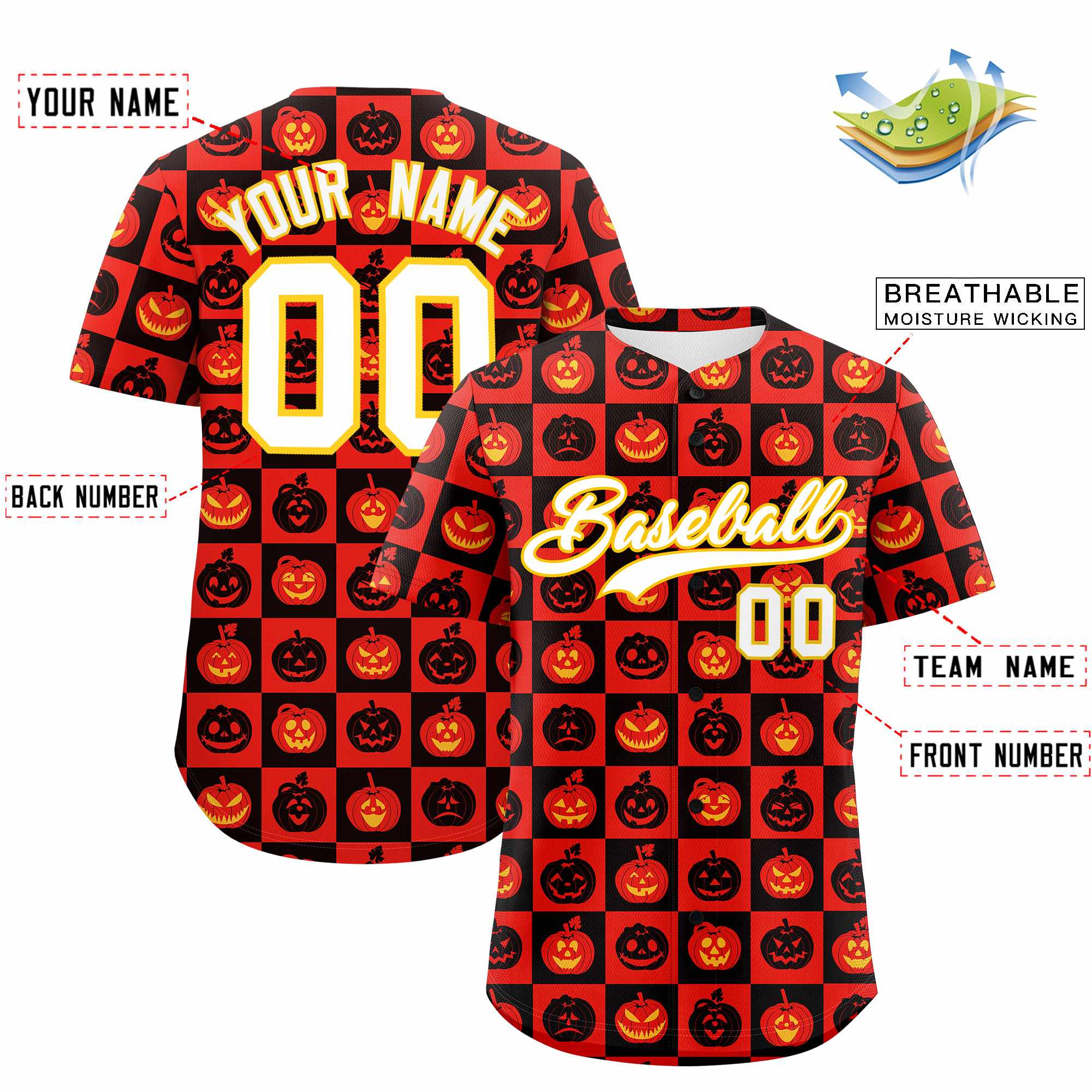 Custom Multi Color Halloween Authentic Baseball Jersey| KXKSHOP