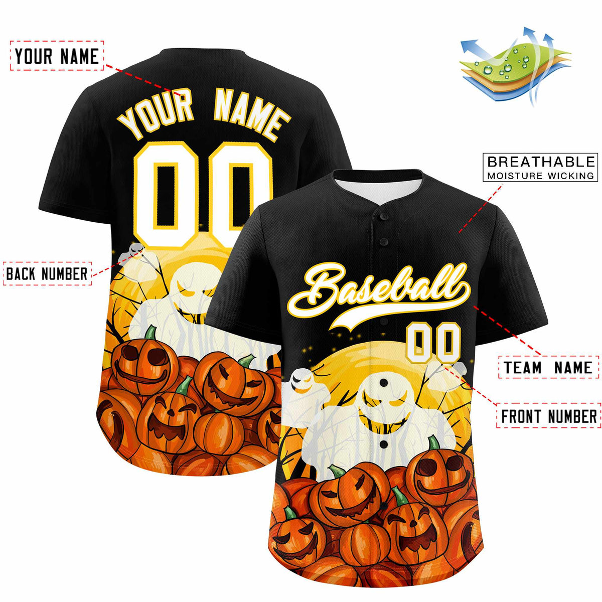 Custom Multi Color Halloween Authentic Baseball Jersey| KXKSHOP