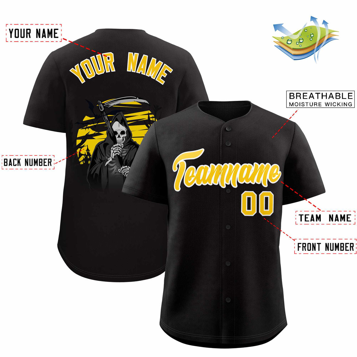 Custom Multi Color Halloween Authentic Baseball Jersey| KXKSHOP