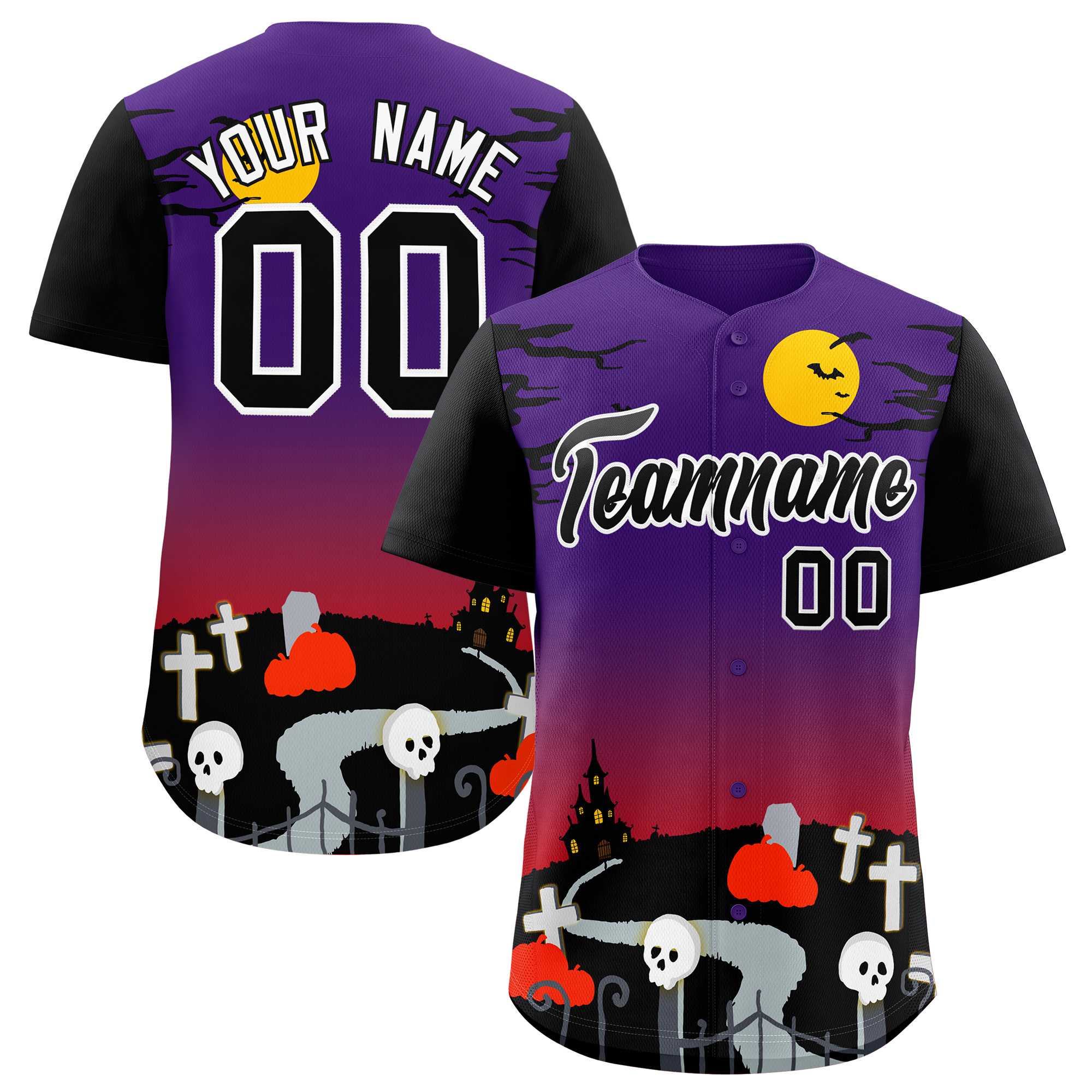 Custom Multi Color Halloween Authentic Baseball Jersey| KXKSHOP