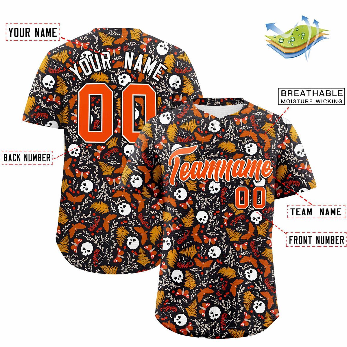 Custom Multi Color Halloween Authentic Baseball Jersey| KXKSHOP