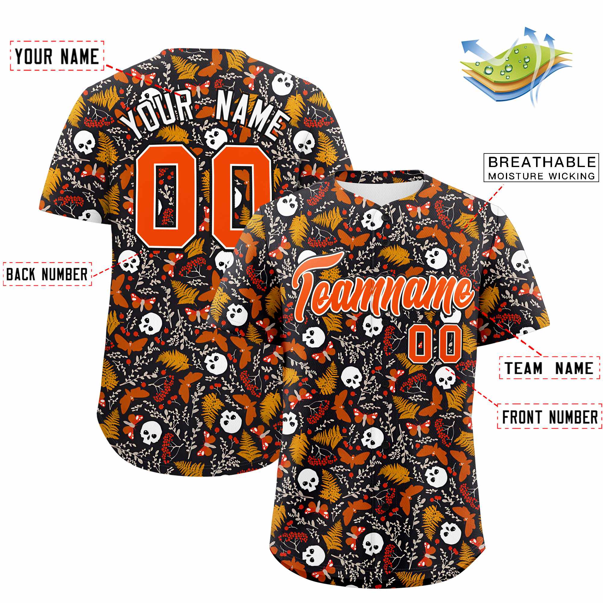 Custom Multi Color Halloween Authentic Baseball Jersey| KXKSHOP