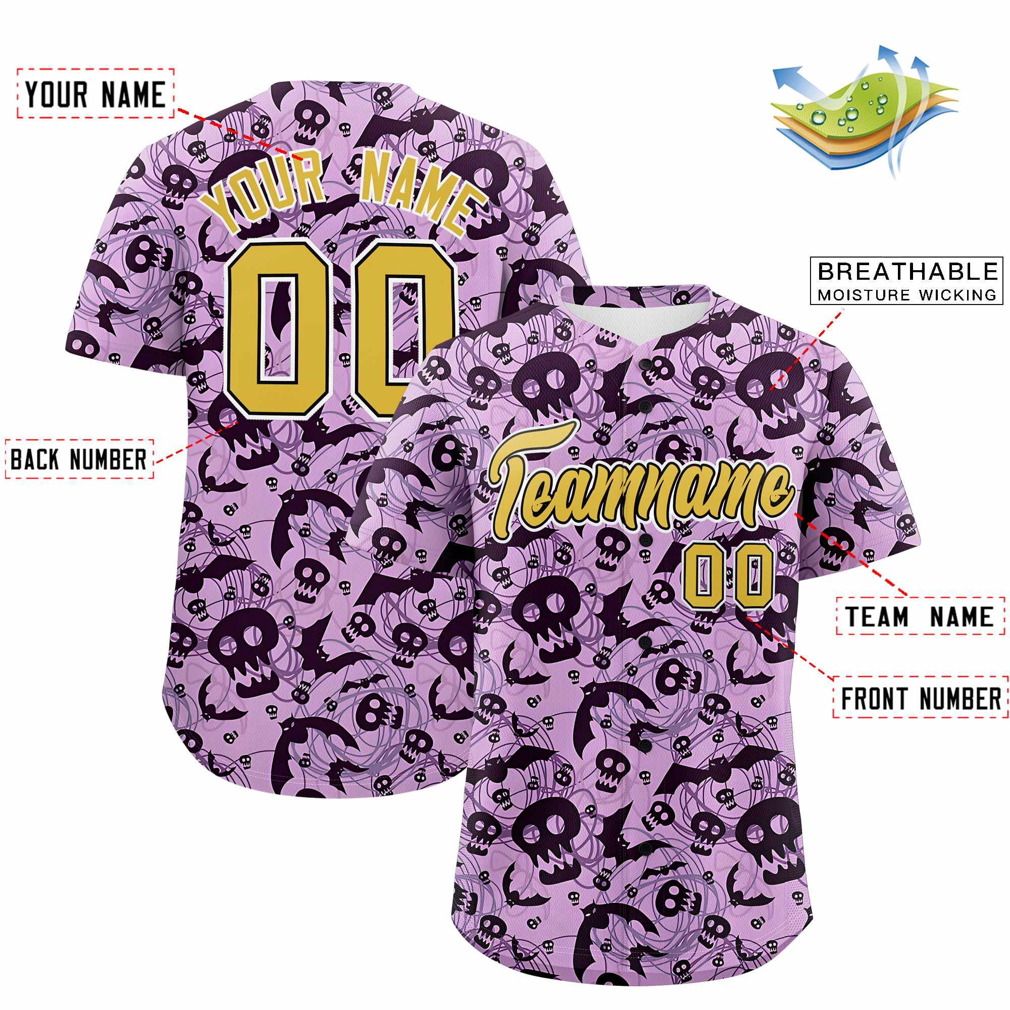 Custom Multi Color Halloween Authentic Baseball Jersey| KXKSHOP