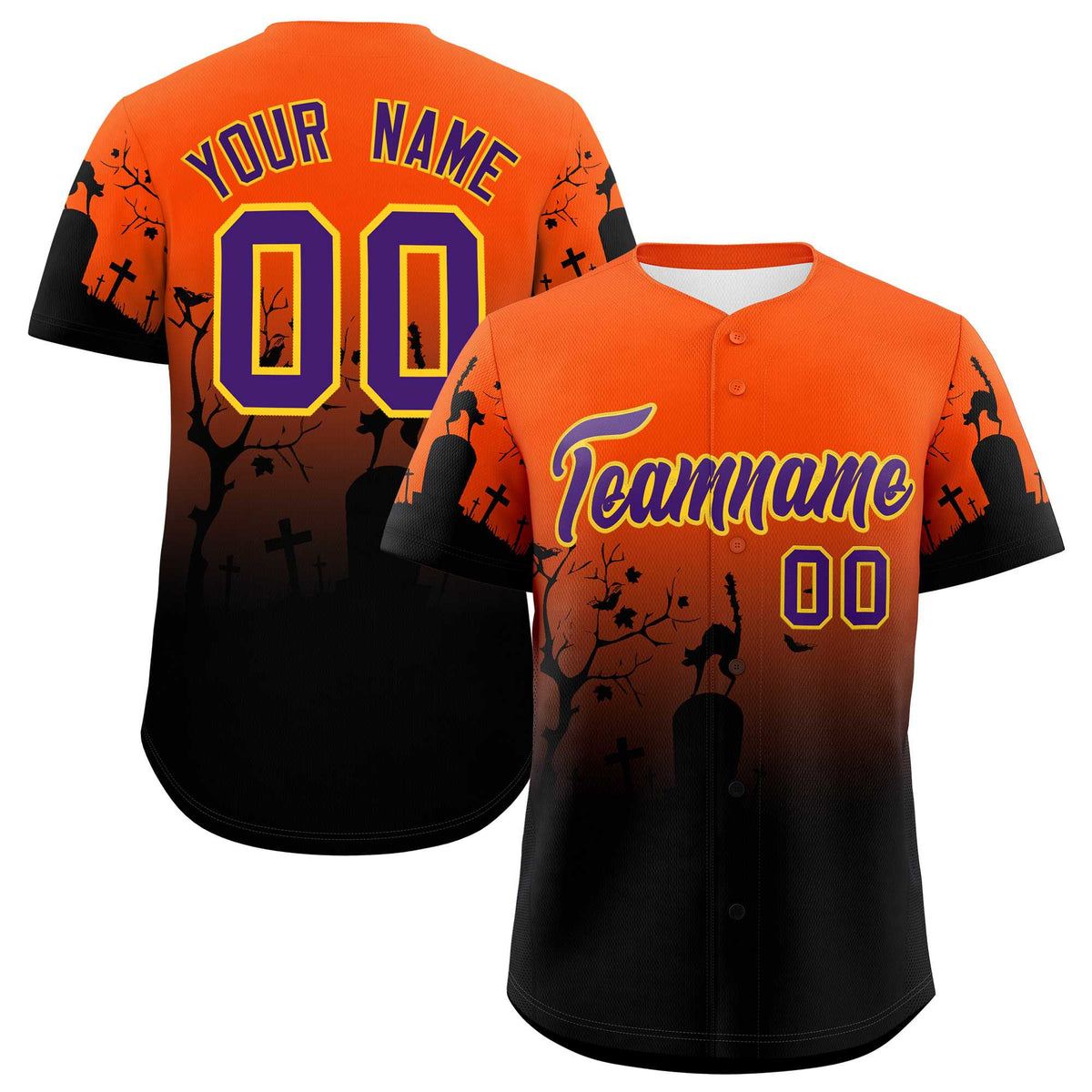 Custom Multi Color Halloween Authentic Baseball Jersey| KXKSHOP