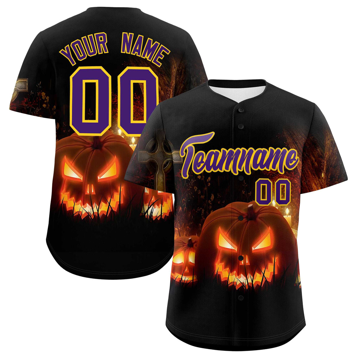 Custom Multi Color Halloween Authentic Baseball Jersey| KXKSHOP