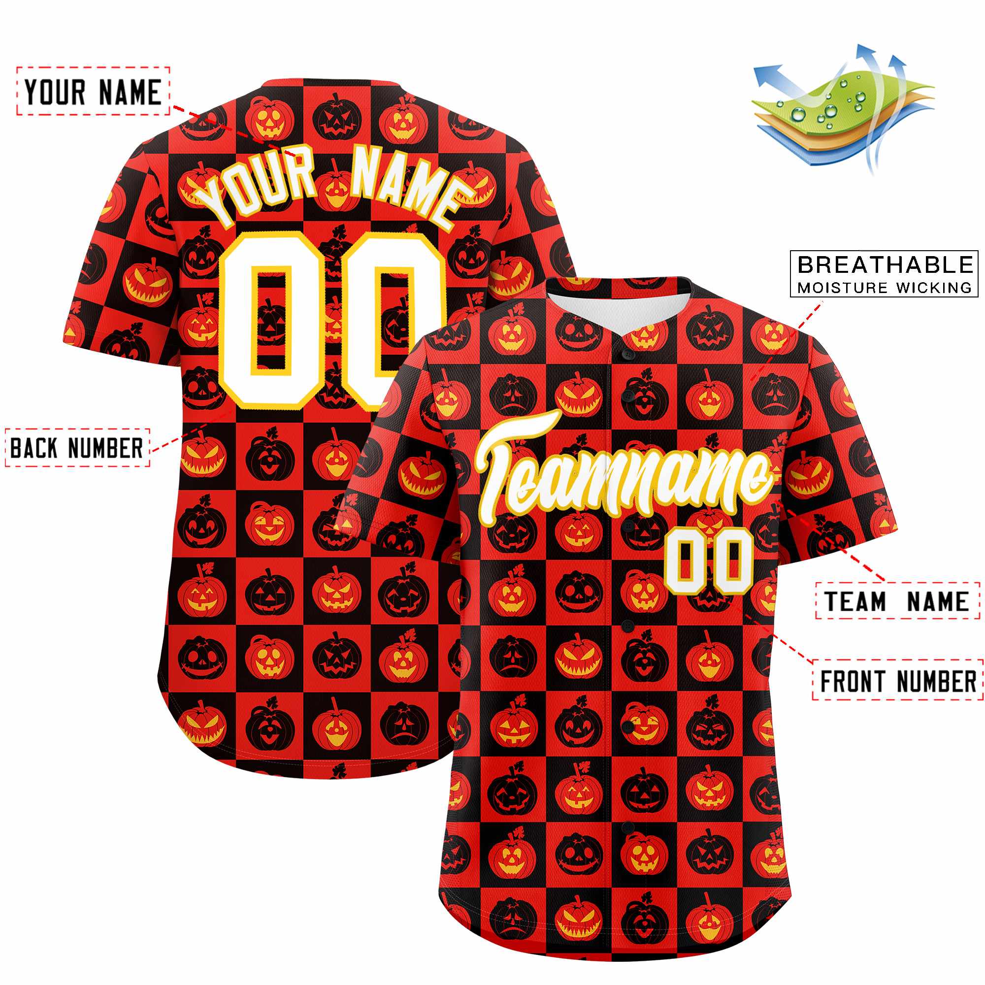 Custom Multi Color Halloween Authentic Baseball Jersey| KXKSHOP