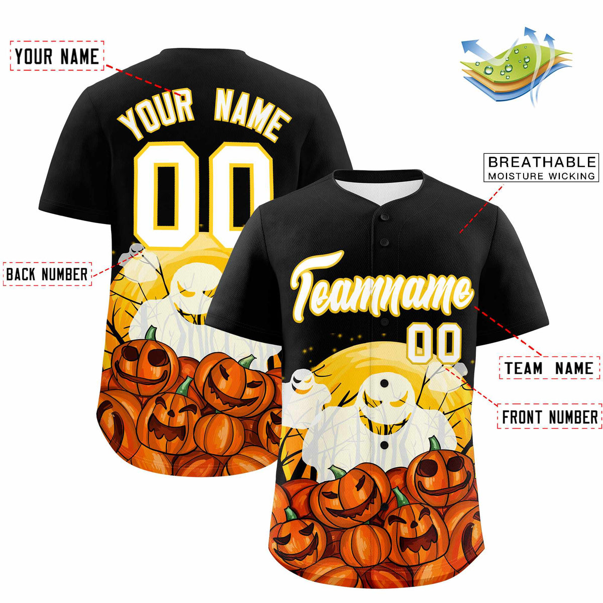 Custom Multi Color Halloween Authentic Baseball Jersey| KXKSHOP