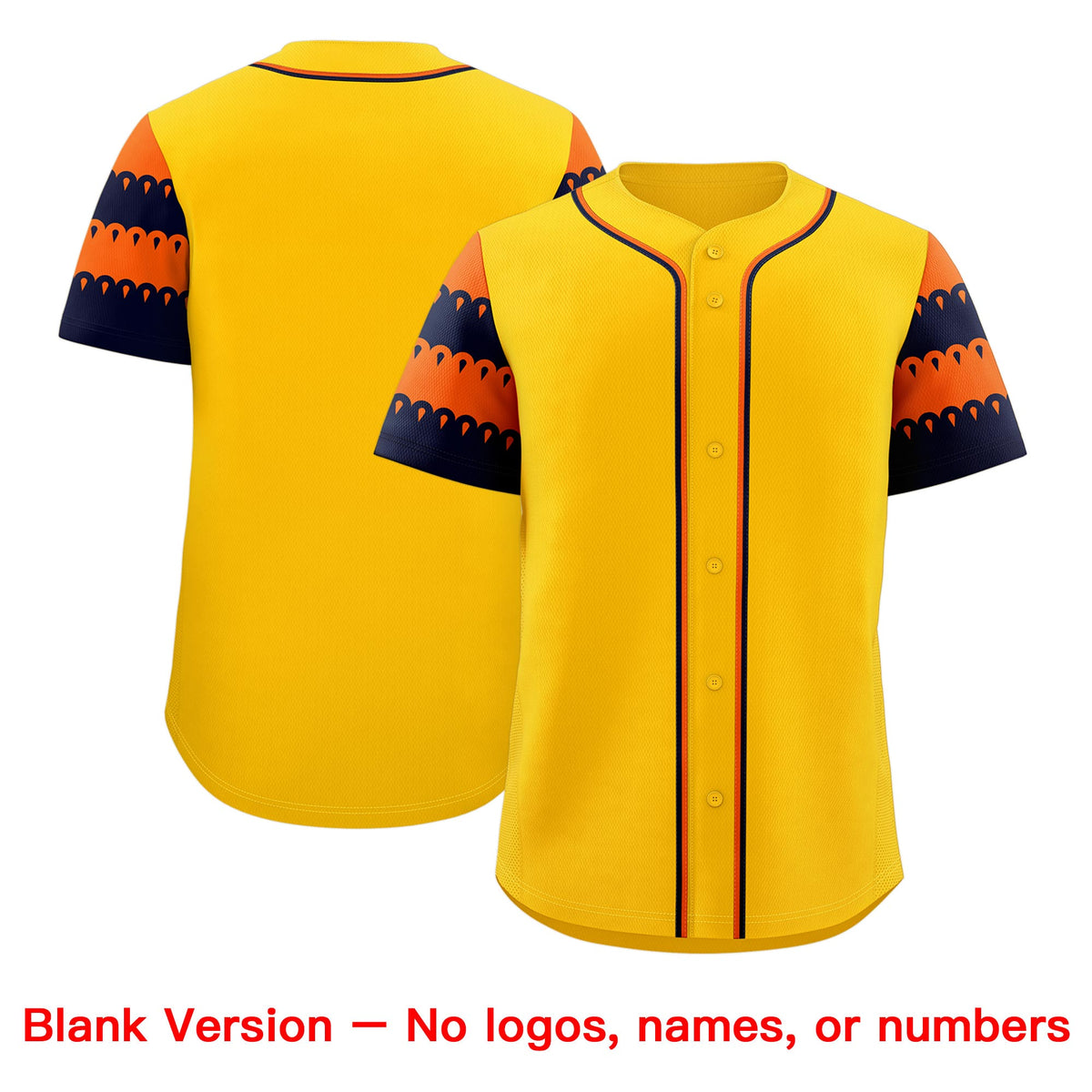 Custom Gold Orange Navy Sleeve Flag Lace Baseball Jersey | Sublimation Printed &amp; Embroidery,Add Name and Numbern,Perfect for Teams | KXKSHOP