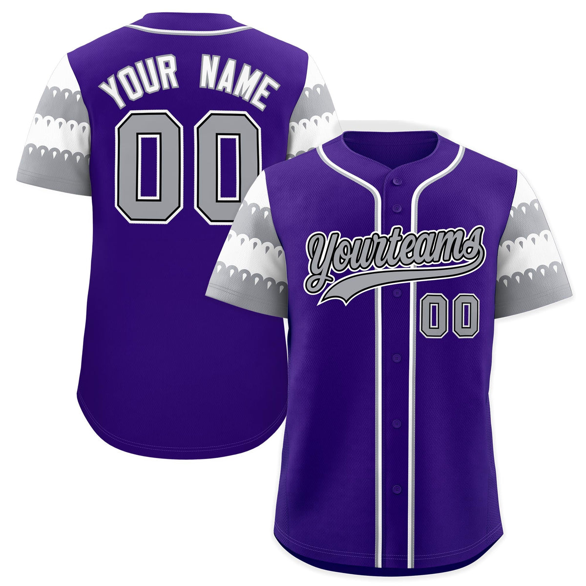 Custom Purple Gray White Sleeve Flag Lace Baseball Jersey | Sublimation Printed &amp; Embroidery,Add Name and Numbern,Perfect for Teams | KXKSHOP