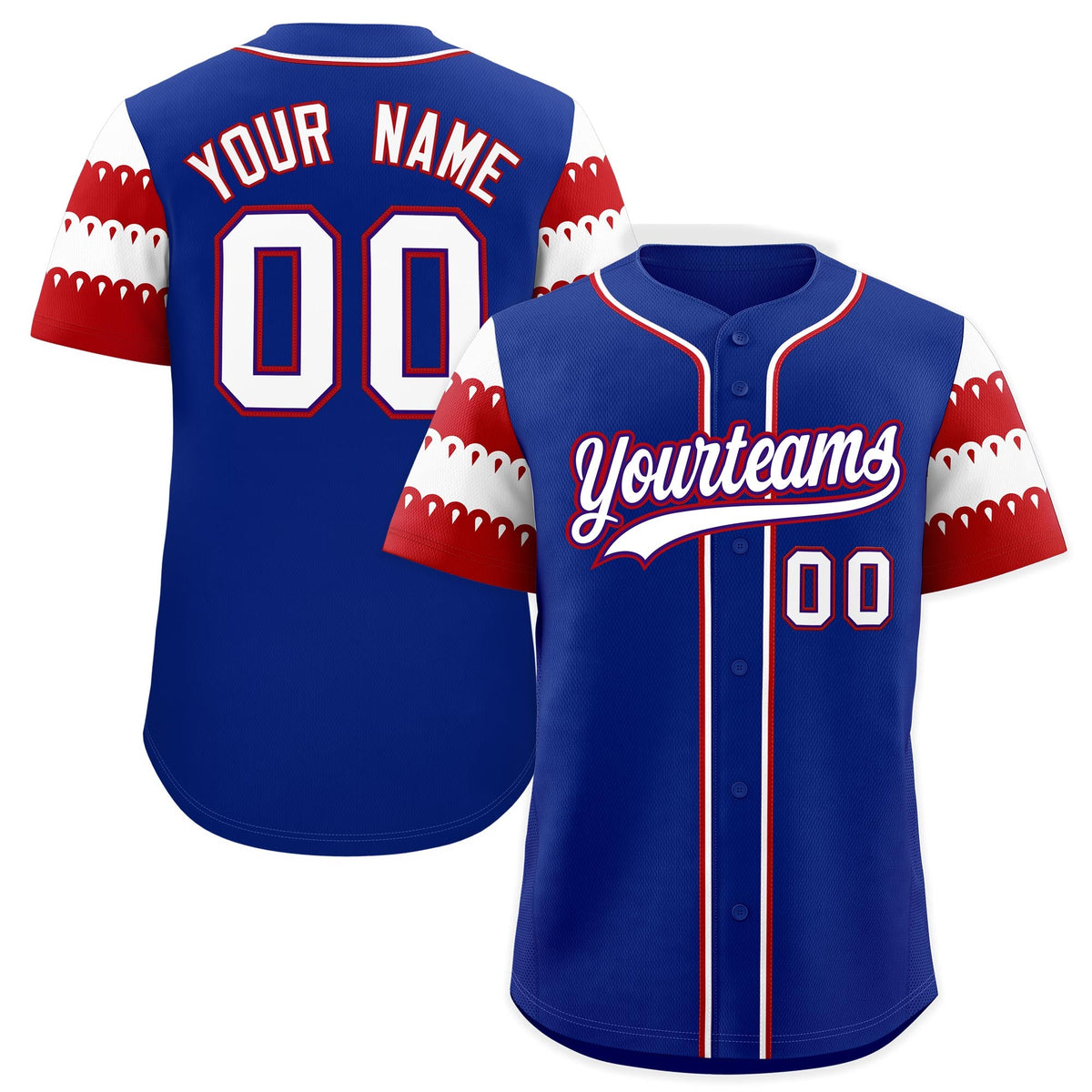 Custom Royal Red White Sleeve Flag Lace Baseball Jersey | Sublimation Printed &amp; Embroidery,Add Name and Numbern,Perfect for Teams | KXKSHOP