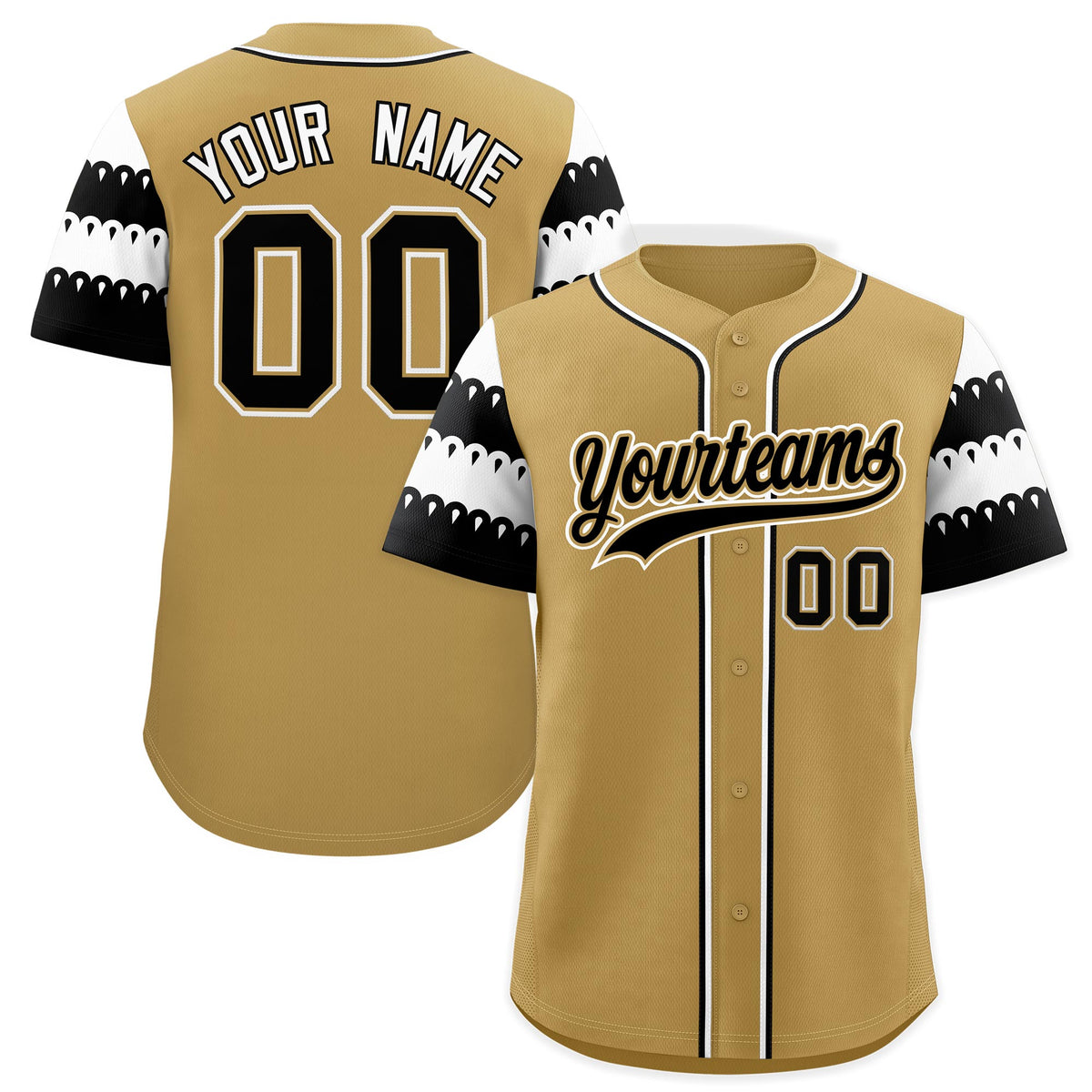 Custom Khaki White Black Sleeve Flag Lace Baseball Jersey | Sublimation Printed &amp; Embroidery,Add Name and Numbern,Perfect for Teams | KXKSHOP