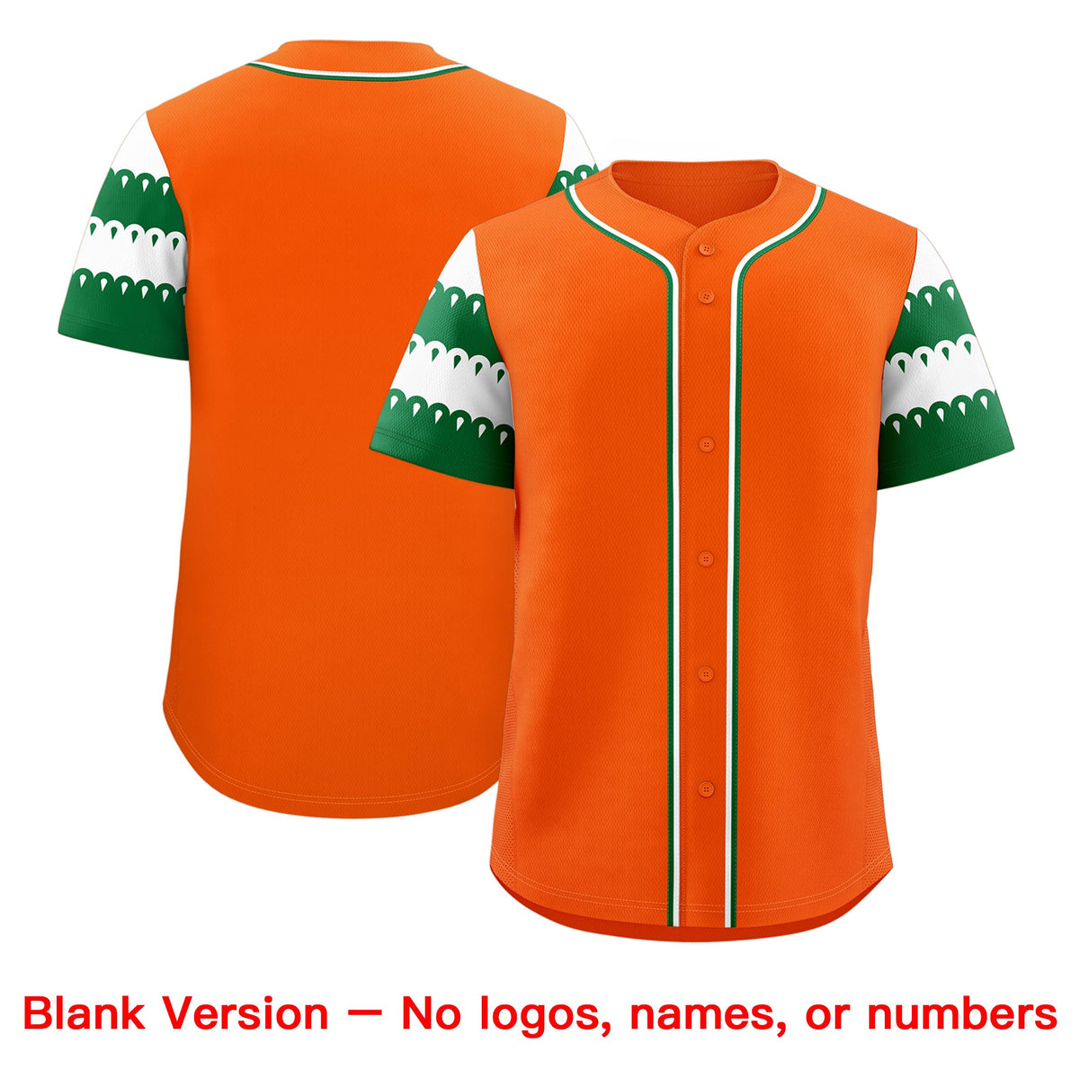 Custom Orange Kelly Green White Sleeve Flag Lace Baseball Jersey | Sublimation Printed &amp; Embroidery,Add Name and Numbern,Perfect for Teams | KXKSHOP