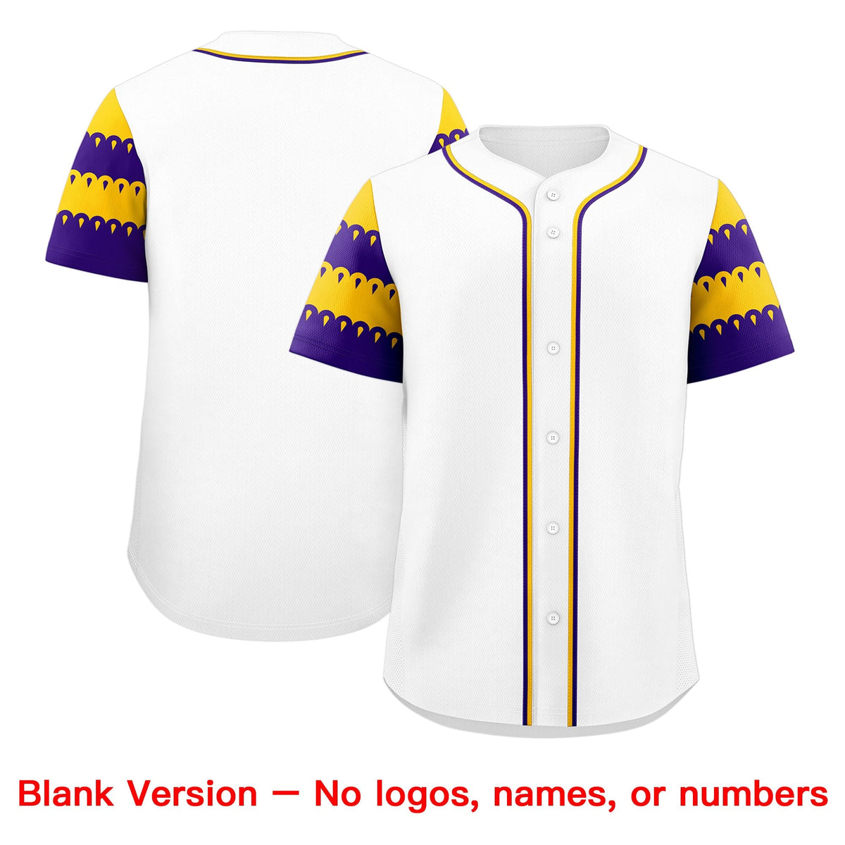 Custom White Gold Purple Sleeve Flag Lace Baseball Jersey | Sublimation Printed &amp; Embroidery,Add Name and Numbern,Perfect for Teams | KXKSHOP