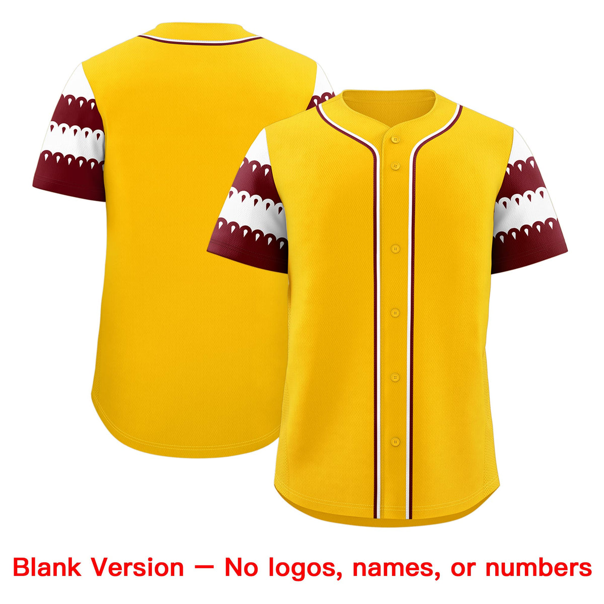 Custom Gold Maroon White Sleeve Flag Lace Baseball Jersey | Sublimation Printed &amp; Embroidery,Add Name and Numbern,Perfect for Teams | KXKSHOP