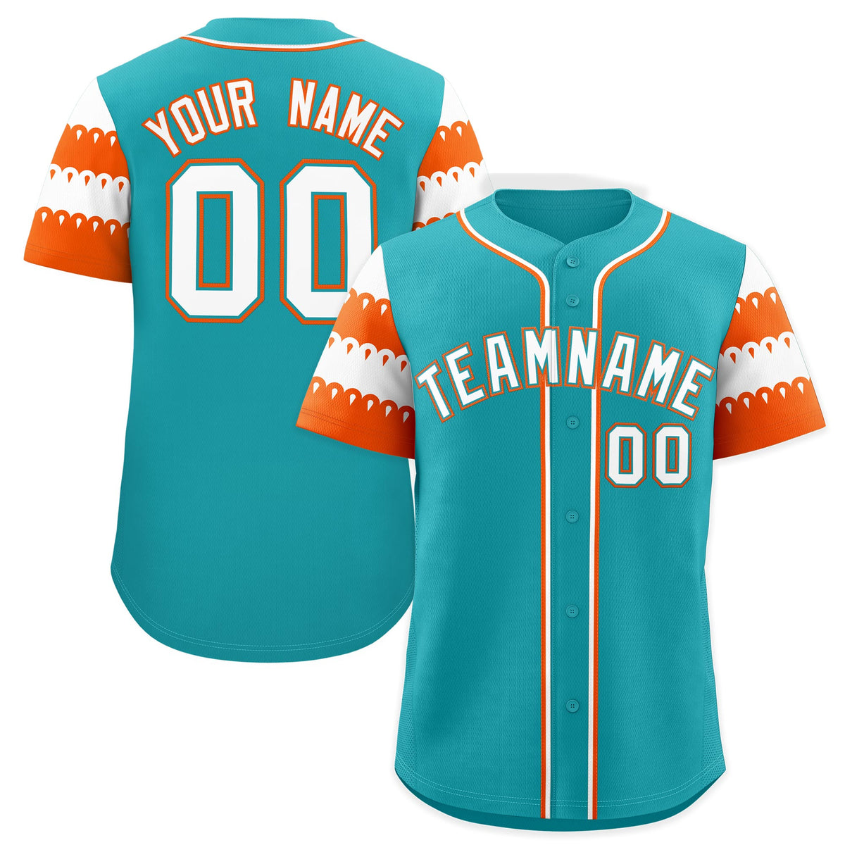 Custom Aqua Orange White Sleeve Flag Lace Baseball Jersey | Sublimation Printed &amp; Embroidery,Add Name and Numbern,Perfect for Teams | KXKSHOP