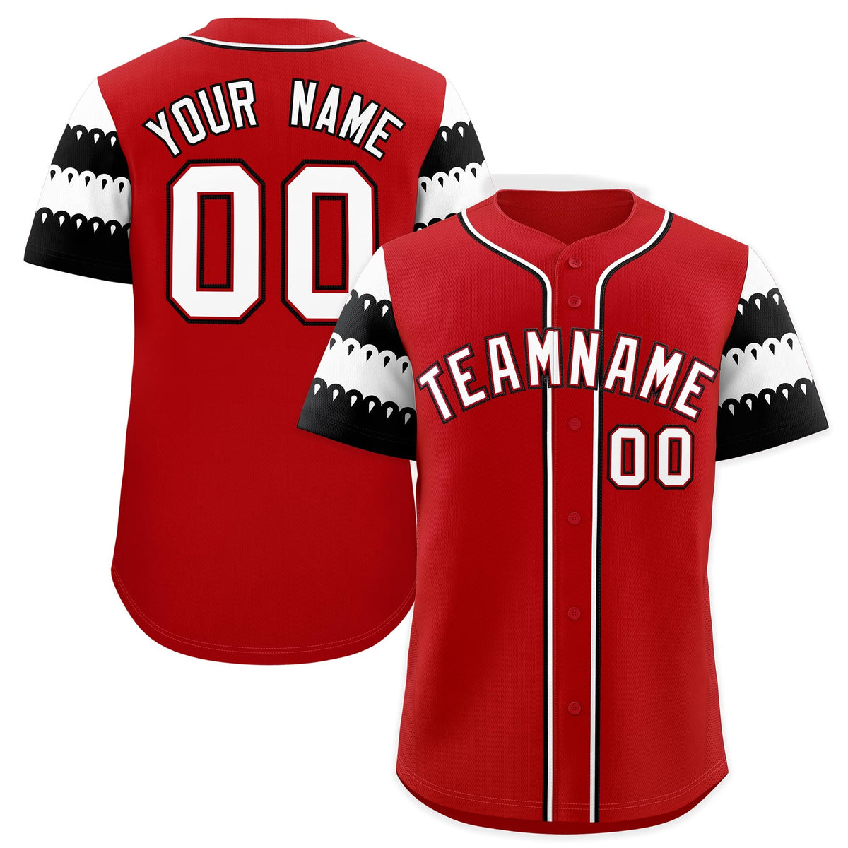 Custom Red White Black Sleeve Flag Lace Baseball Jersey | Sublimation Printed &amp; Embroidery,Add Name and Numbern,Perfect for Teams | KXKSHOP