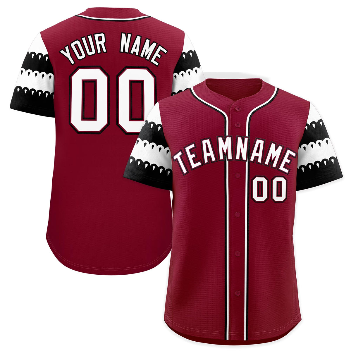 Custom Crimson White Black Sleeve Flag Lace Baseball Jersey | Sublimation Printed &amp; Embroidery,Add Name and Numbern,Perfect for Teams | KXKSHOP