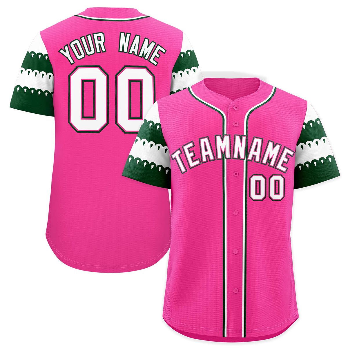 Custom Pink Green White Sleeve Flag Lace Baseball Jersey | Sublimation Printed &amp; Embroidery,Add Name and Numbern,Perfect for Teams | KXKSHOP