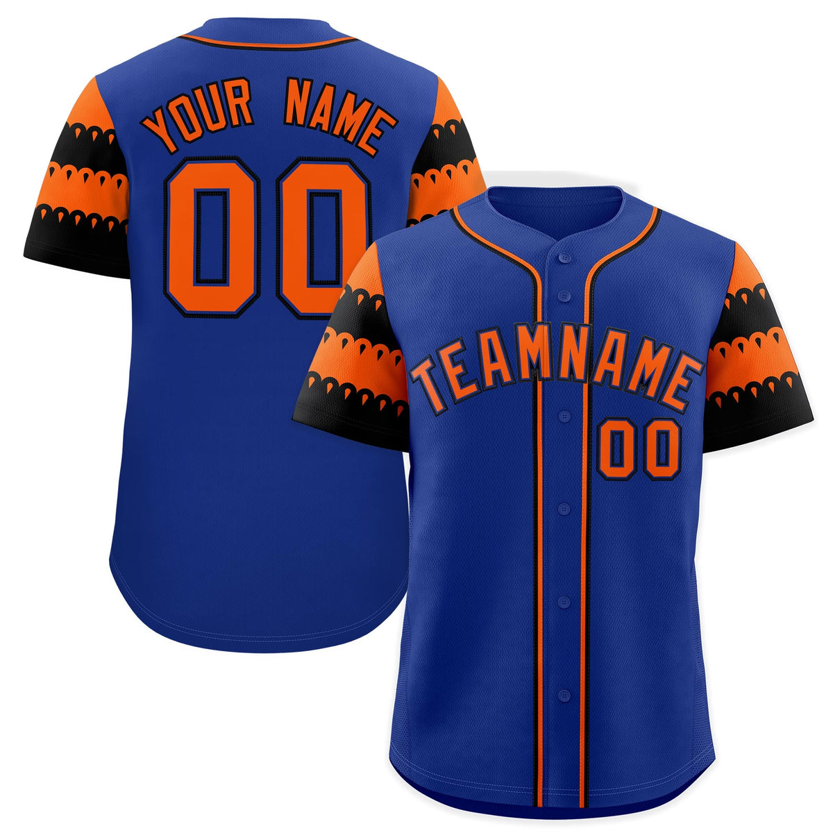 Custom Royal Orange Black Sleeve Flag Lace Baseball Jersey | Sublimation Printed &amp; Embroidery,Add Name and Numbern,Perfect for Teams | KXKSHOP