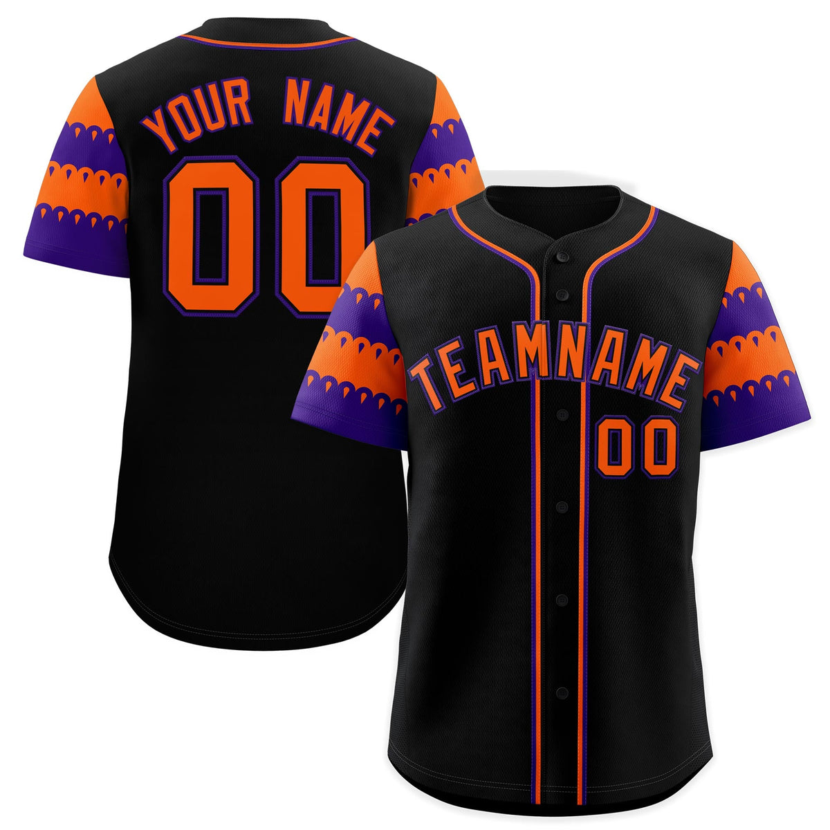 Custom Black Orange Purple Sleeve Flag Lace Baseball Jersey | Sublimation Printed &amp; Embroidery,Add Name and Numbern,Perfect for Teams | KXKSHOP