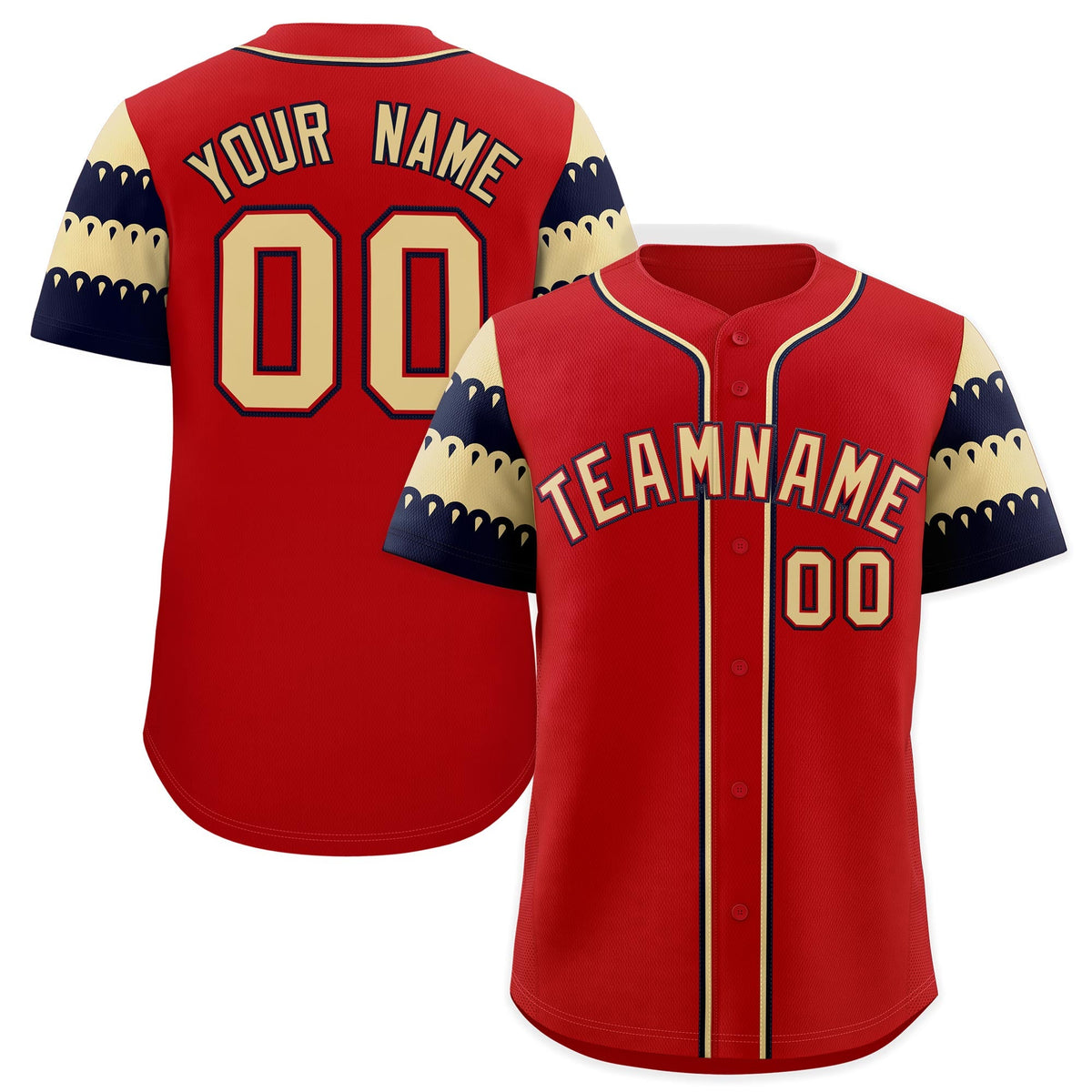 Custom Red Khaki Black Sleeve Flag Lace Baseball Jersey | Sublimation Printed &amp; Embroidery,Add Name and Numbern,Perfect for Teams | KXKSHOP