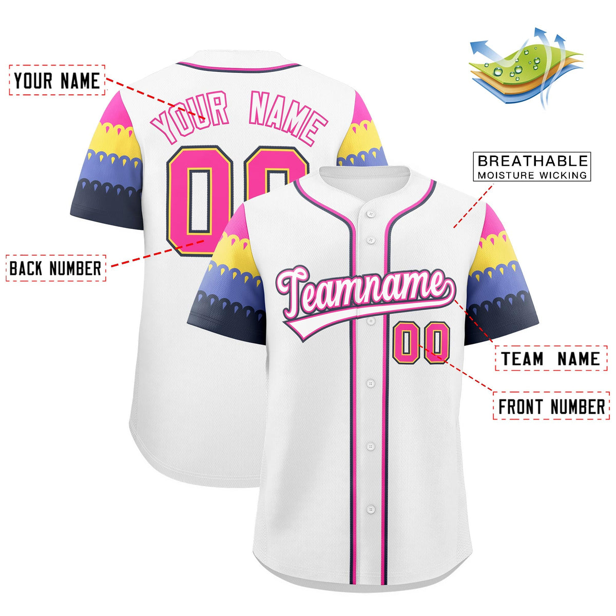 Custom White Rose Red Navy Sleeve Flag Lace Baseball Jersey | Sublimation Printed &amp; Embroidery,Add Name and Numbern,Perfect for Teams | KXKSHOP