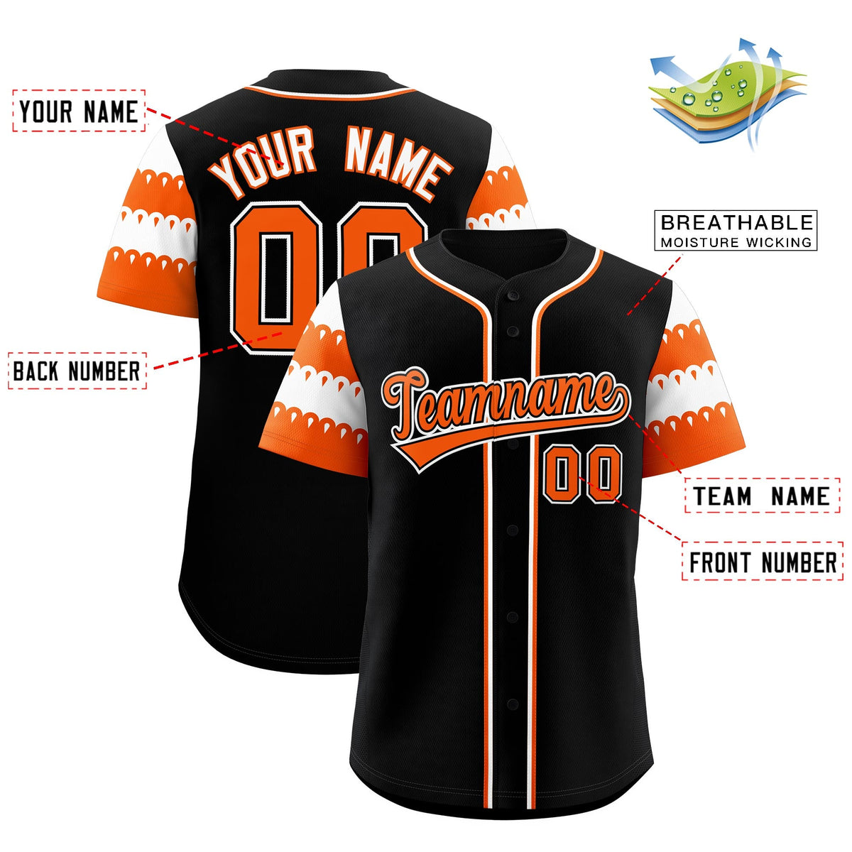 Custom Black Orange White Sleeve Flag Lace Baseball Jersey | Sublimation Printed &amp; Embroidery,Add Name and Numbern,Perfect for Teams | KXKSHOP