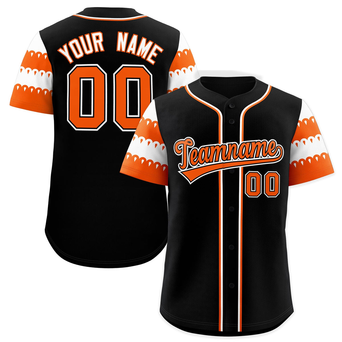 Custom Black Orange White Sleeve Flag Lace Baseball Jersey | Sublimation Printed &amp; Embroidery,Add Name and Numbern,Perfect for Teams | KXKSHOP