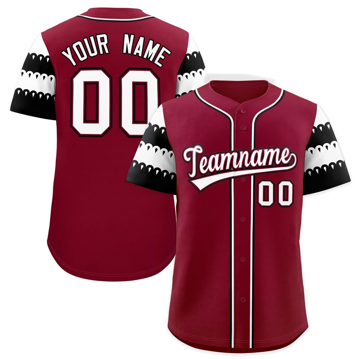 Custom Crimson White Black Sleeve Flag Lace Baseball Jersey | Sublimation Printed &amp; Embroidery,Add Name and Numbern,Perfect for Teams | KXKSHOP