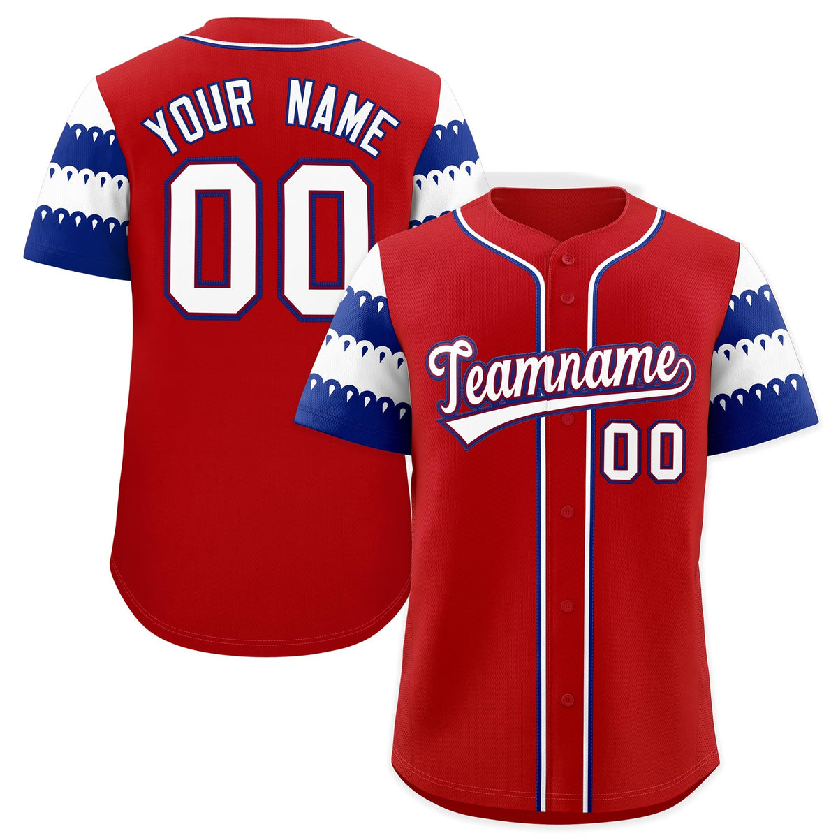 Custom Red Royal White Sleeve Flag Lace Baseball Jersey | Sublimation Printed &amp; Embroidery,Add Name and Numbern,Perfect for Teams | KXKSHOP