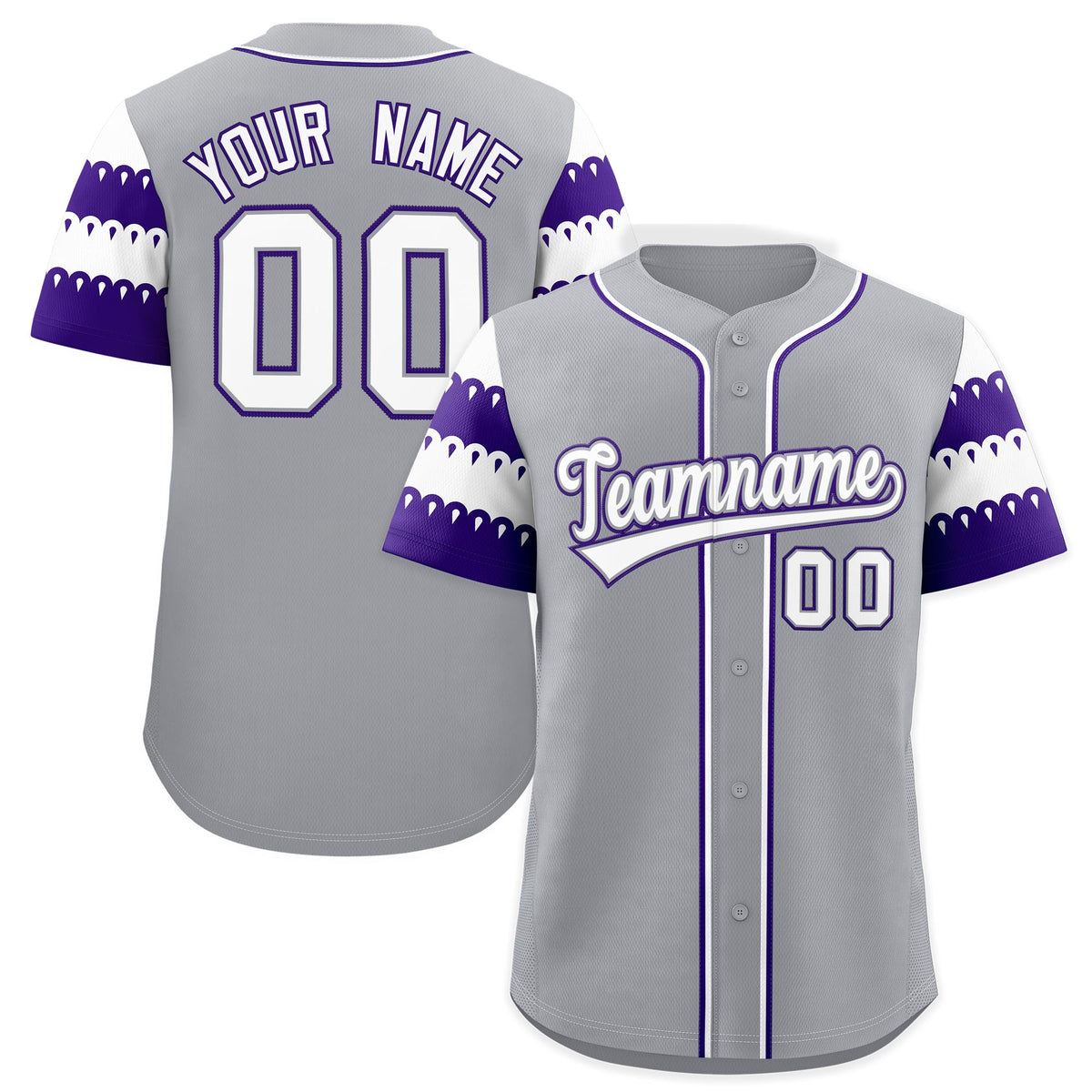 Custom Purple White Sleeve Flag Lace Baseball Jersey | Sublimation Printed & Embroidery,Add Name and Numbern,Perfect for Teams | KXKSHOP