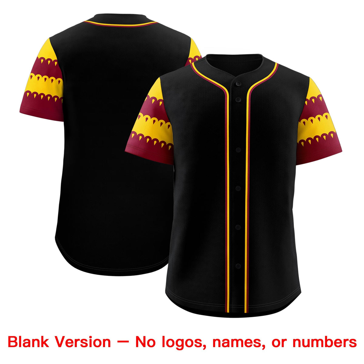 Custom Black Crimson Gold Sleeve Flag Lace Baseball Jersey | Sublimation Printed &amp; Embroidery,Add Name and Numbern,Perfect for Teams | KXKSHOP
