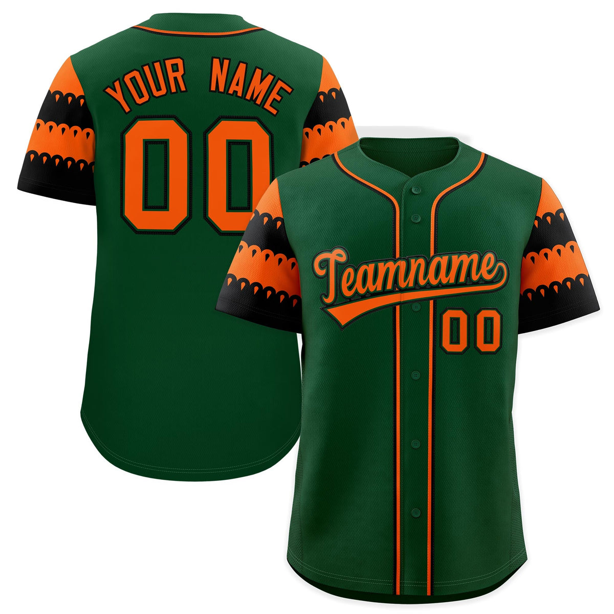 Custom Green Orange Black Sleeve Flag Lace Baseball Jersey | Sublimation Printed &amp; Embroidery,Add Name and Numbern,Perfect for Teams | KXKSHOP