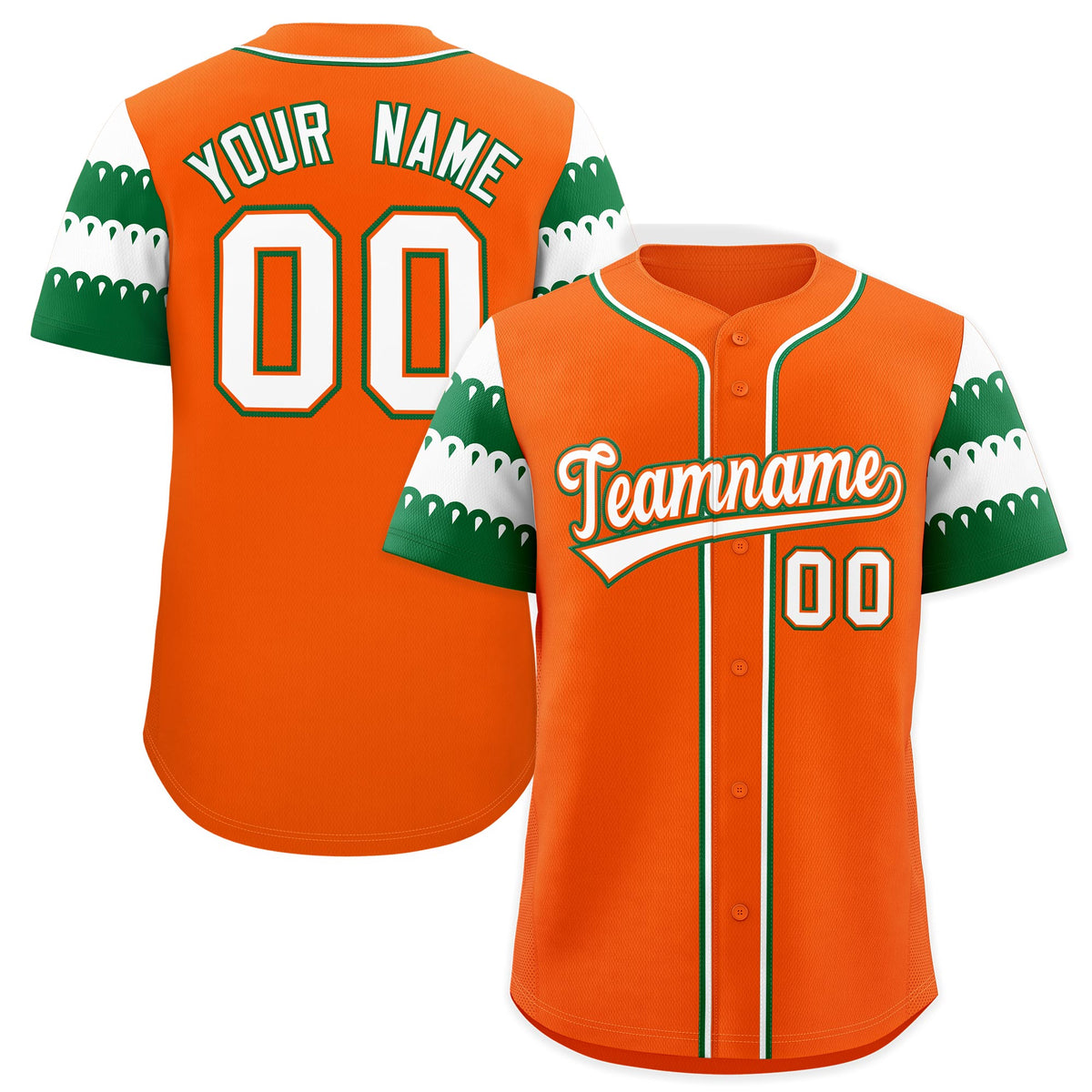Custom Orange Kelly Green White Sleeve Flag Lace Baseball Jersey | Sublimation Printed &amp; Embroidery,Add Name and Numbern,Perfect for Teams | KXKSHOP