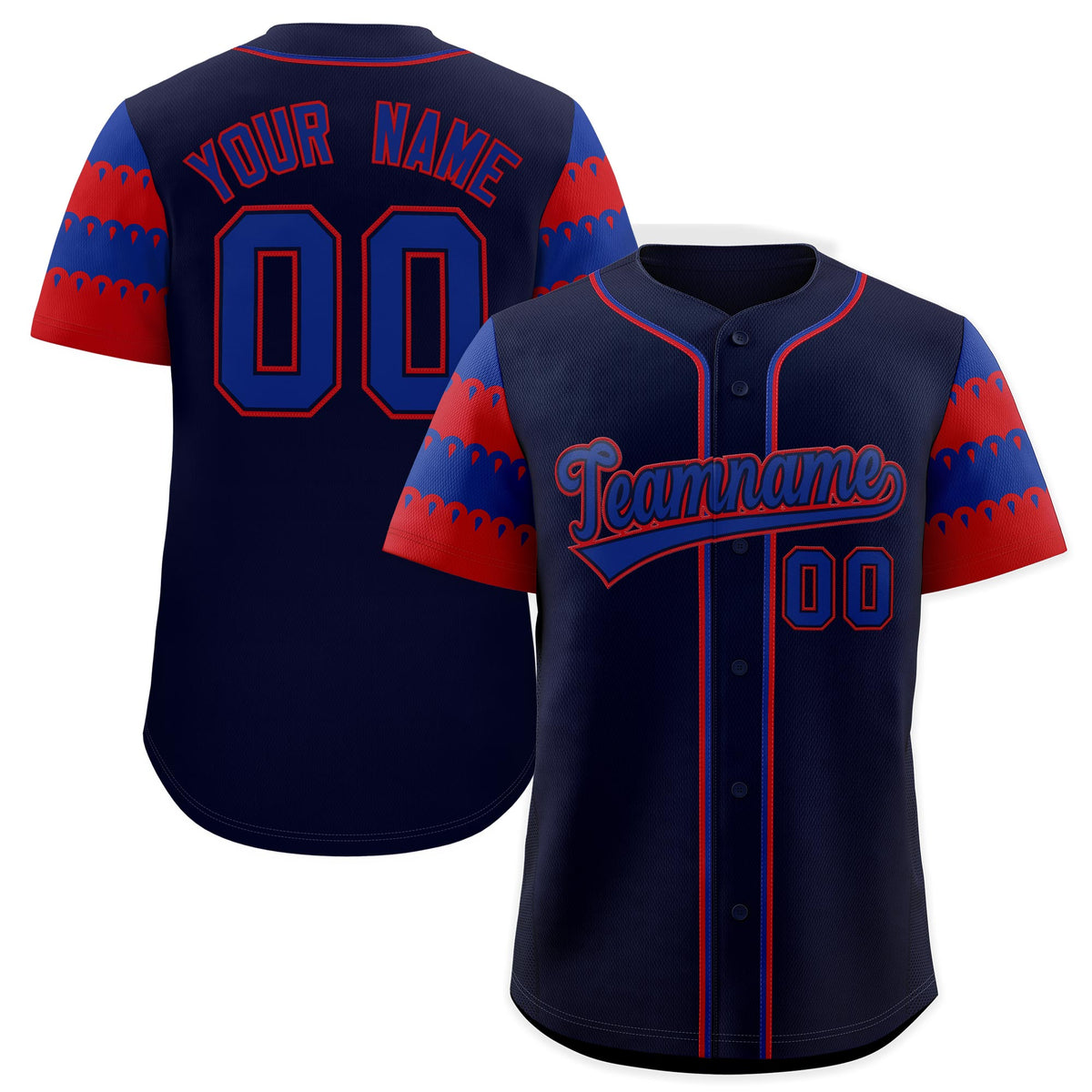 Custom Navy Red Royal Sleeve Flag Lace Baseball Jersey | Sublimation Printed &amp; Embroidery,Add Name and Numbern,Perfect for Teams | KXKSHOP