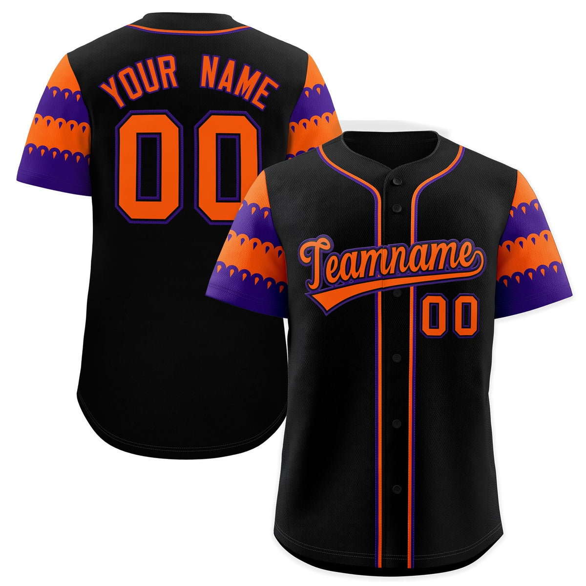 Custom Black Orange Purple Sleeve Flag Lace Baseball Jersey | Sublimation Printed &amp; Embroidery,Add Name and Numbern,Perfect for Teams | KXKSHOP