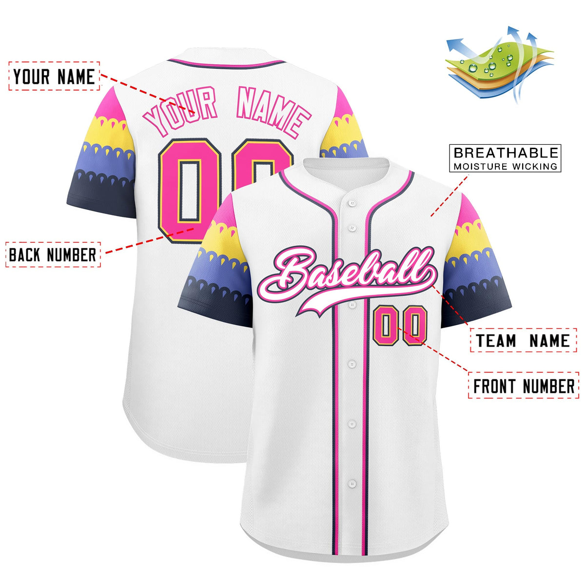 Custom White Rose Red Navy Sleeve Flag Lace Baseball Jersey | Sublimation Printed &amp; Embroidery,Add Name and Numbern,Perfect for Teams | KXKSHOP