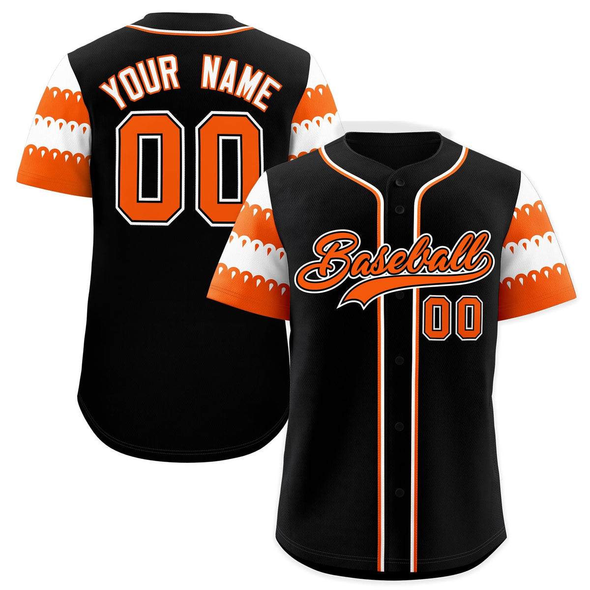 Custom Black Orange White Sleeve Flag Lace Baseball Jersey | Sublimation Printed &amp; Embroidery,Add Name and Numbern,Perfect for Teams | KXKSHOP