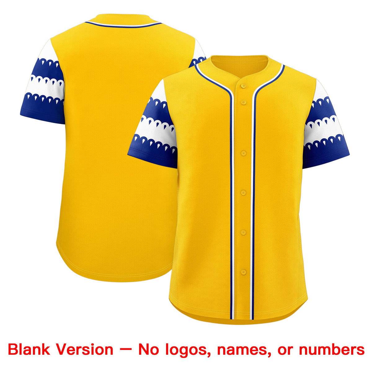 Custom Gold Royal White Sleeve Flag Lace Baseball Jersey | Sublimation Printed &amp; Embroidery,Add Name and Numbern,Perfect for Teams | KXKSHOP