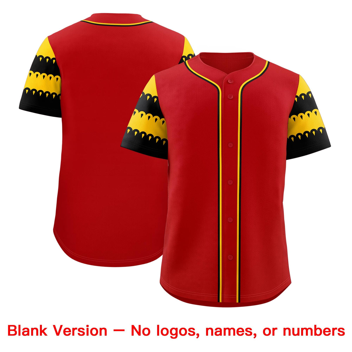 Custom Red Gold Black Sleeve Flag Lace Baseball Jersey | Sublimation Printed &amp; Embroidery,Add Name and Numbern,Perfect for Teams | KXKSHOP