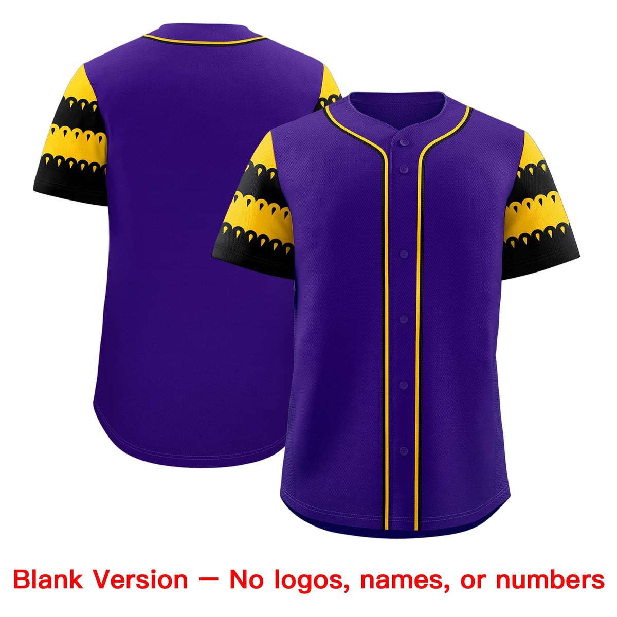 Custom Purple Gold Black Sleeve Flag Lace Baseball Jersey | Sublimation Printed &amp; Embroidery,Add Name and Numbern,Perfect for Teams | KXKSHOP