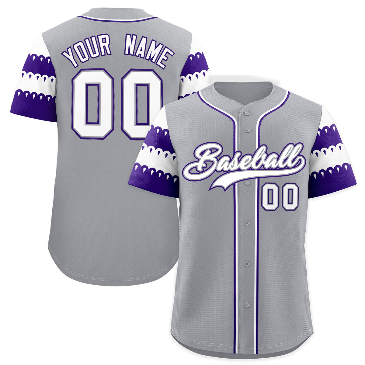 Custom Purple White Sleeve Flag Lace Baseball Jersey | Sublimation Printed & Embroidery,Add Name and Numbern,Perfect for Teams | KXKSHOP