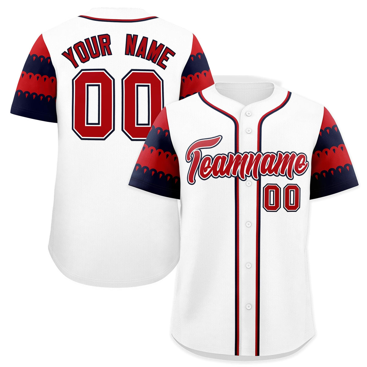 Custom White Red Navy Sleeve Flag Lace Baseball Jersey | Sublimation Printed &amp; Embroidery,Add Name and Numbern,Perfect for Teams | KXKSHOP