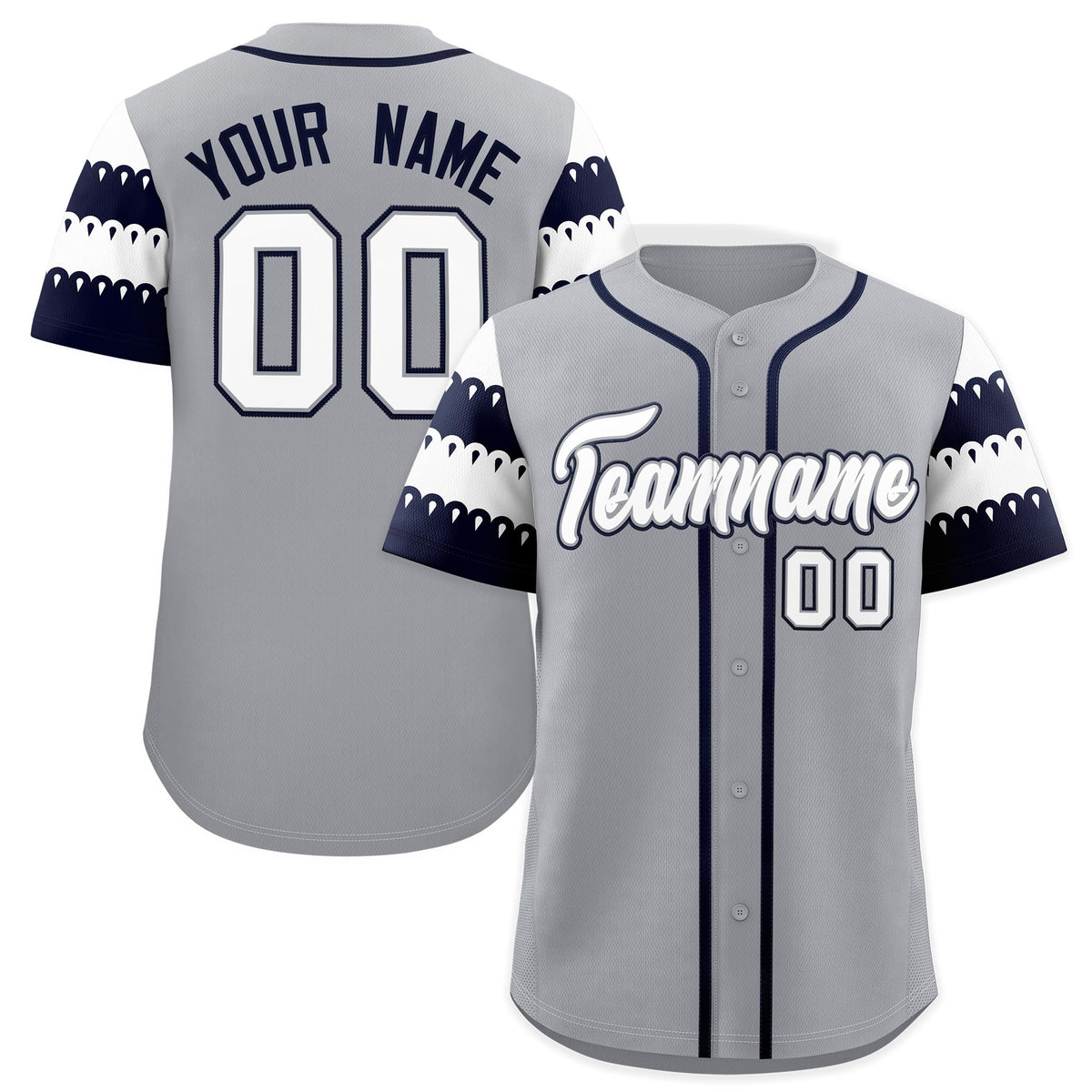 Custom Gray Navy White Sleeve Flag Lace Baseball Jersey | Sublimation Printed &amp; Embroidery,Add Name and Numbern,Perfect for Teams | KXKSHOP