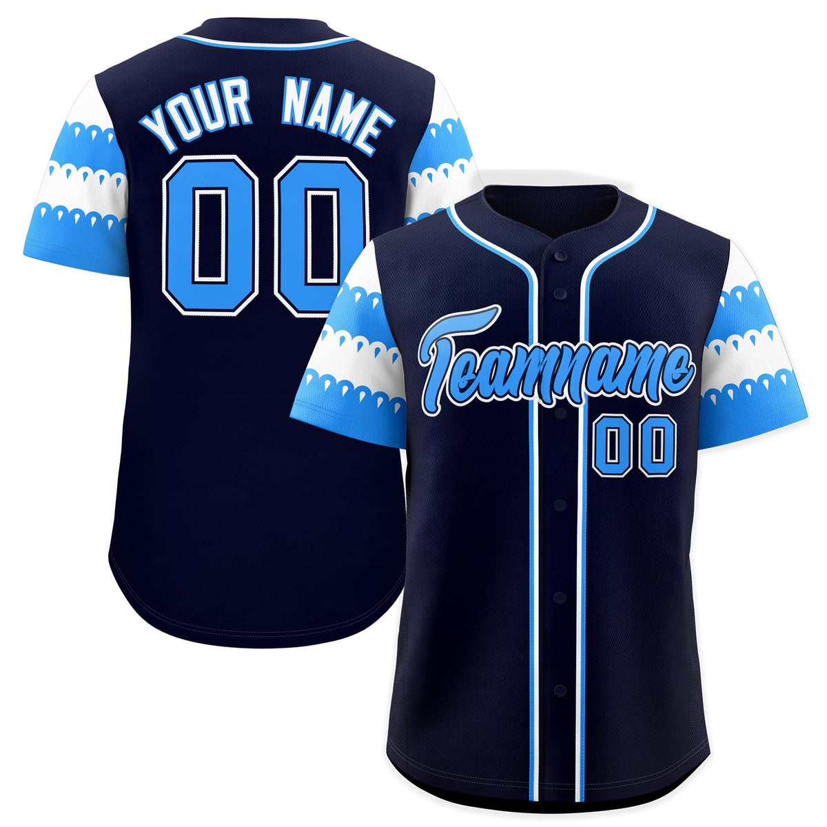 Custom Black Powder Blue White Sleeve Flag Lace Baseball Jersey | Sublimation Printed &amp; Embroidery,Add Name and Numbern,Perfect for Teams | KXKSHOP