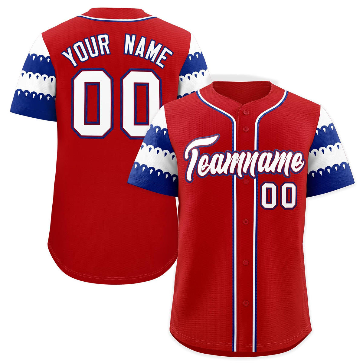 Custom Red Royal White Sleeve Flag Lace Baseball Jersey | Sublimation Printed &amp; Embroidery,Add Name and Numbern,Perfect for Teams | KXKSHOP