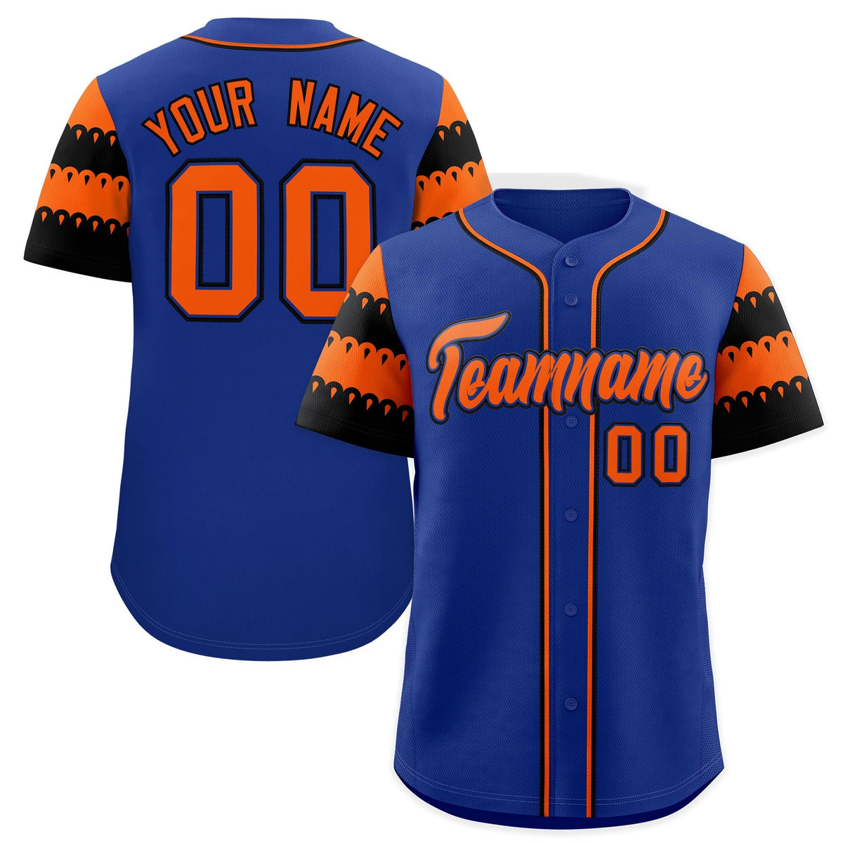 Custom Royal Orange Black Sleeve Flag Lace Baseball Jersey | Sublimation Printed &amp; Embroidery,Add Name and Numbern,Perfect for Teams | KXKSHOP