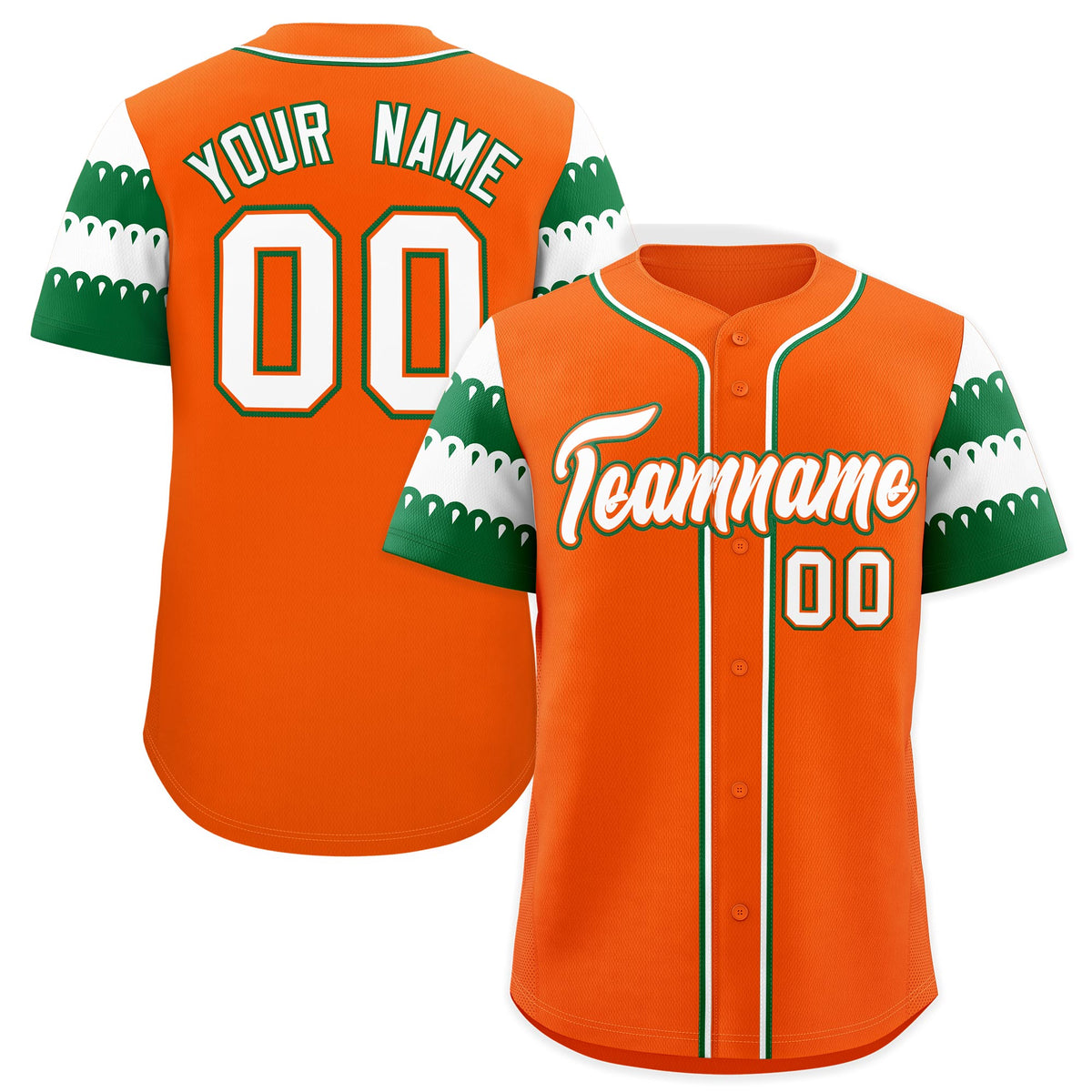 Custom Orange Kelly Green White Sleeve Flag Lace Baseball Jersey | Sublimation Printed &amp; Embroidery,Add Name and Numbern,Perfect for Teams | KXKSHOP