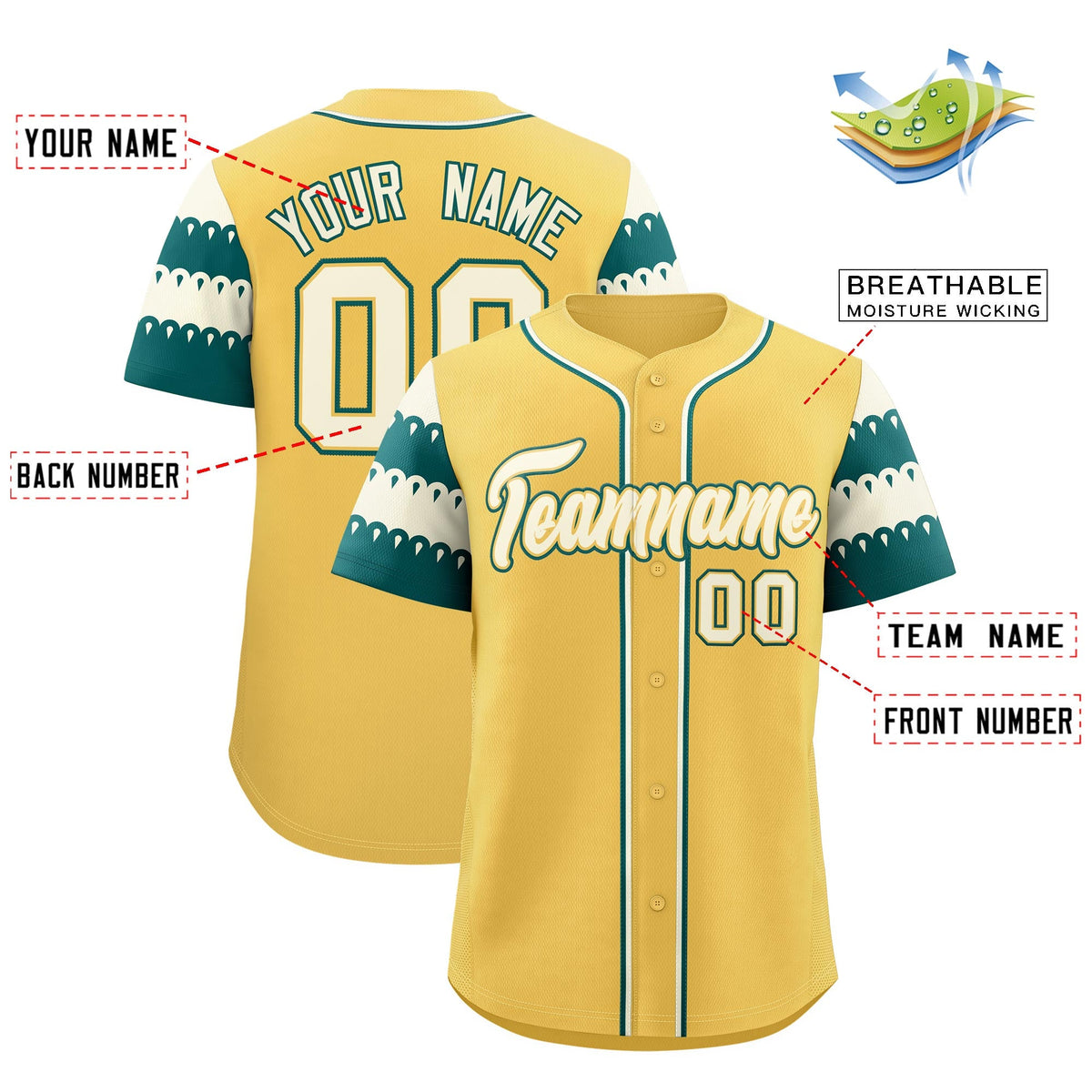 Custom Khaki Teal Cream Sleeve Flag Lace Baseball Jersey | Sublimation Printed &amp; Embroidery,Add Name and Numbern,Perfect for Teams | KXKSHOP